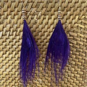 Purple Peacock Feather earrings